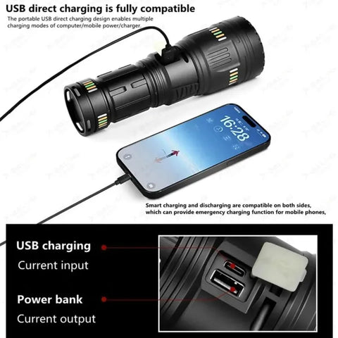 *8-in-1 Emergency Survival Torch LED Flashlight with Power Bank*