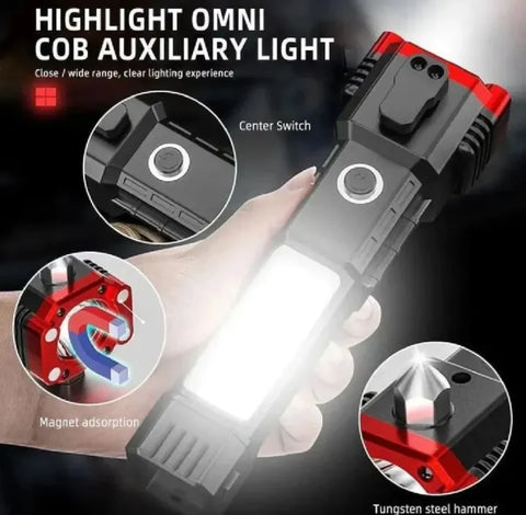 *8-in-1 Emergency Survival Torch LED Flashlight with Power Bank*