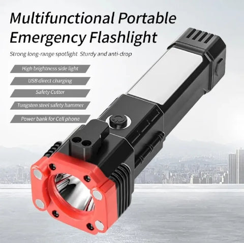 *8-in-1 Emergency Survival Torch LED Flashlight with Power Bank*