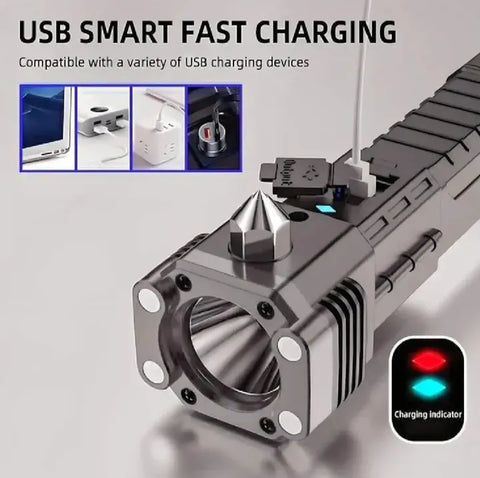 *8-in-1 Emergency Survival Torch LED Flashlight with Power Bank*