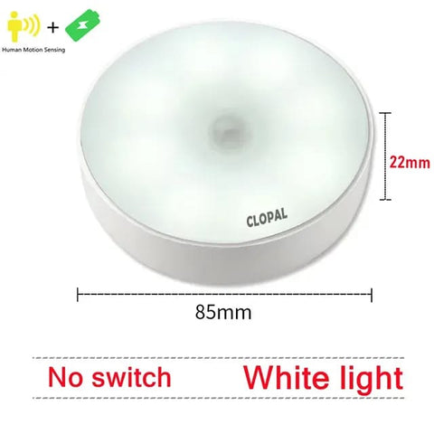 A-S Rechargeable Self Adhesive Auto On/Off Sensor LED Round Light – Motion Sensor Stick-On Night Light
