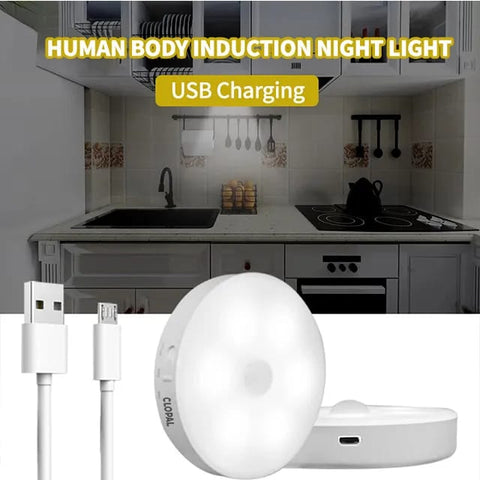 A-S Rechargeable Self Adhesive Auto On/Off Sensor LED Round Light – Motion Sensor Stick-On Night Light