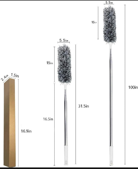 ✨ 360° Extendable Microfiber Feather Duster – Washable Ceiling & Fan Cleaning Brush