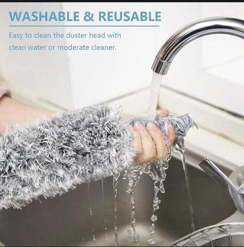 ✨ 360° Extendable Microfiber Feather Duster – Washable Ceiling & Fan Cleaning Brush