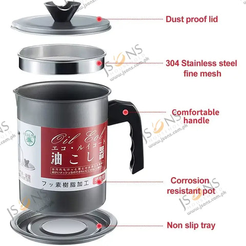 2-in-1 Oil Strainer Pot & Oil Dispenser Bottle