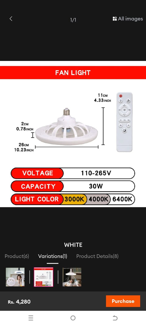 LED Ceiling Fan Light