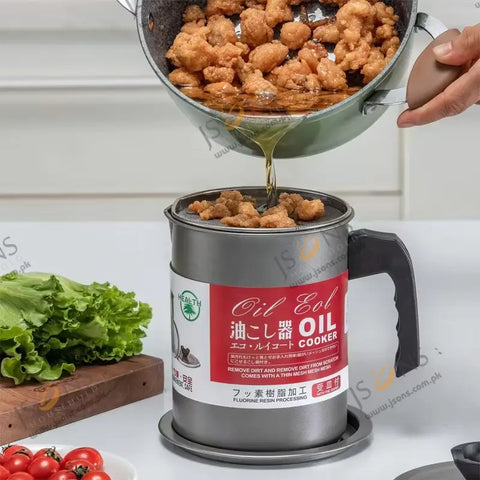 2-in-1 Oil Strainer Pot & Oil Dispenser Bottle