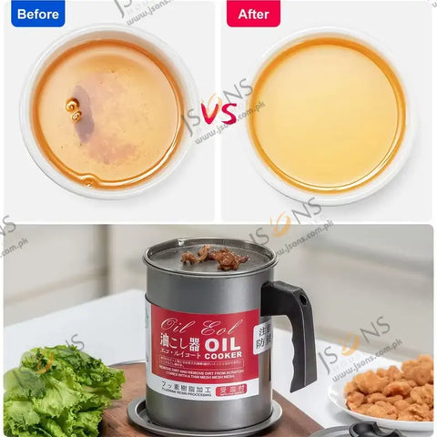 2-in-1 Oil Strainer Pot & Oil Dispenser Bottle