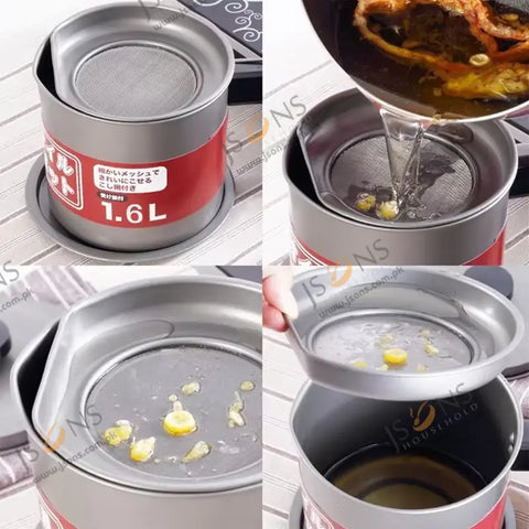 2-in-1 Oil Strainer Pot & Oil Dispenser Bottle